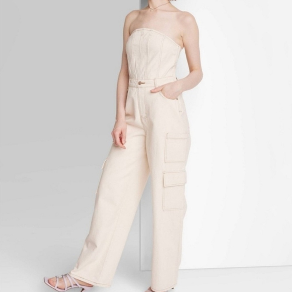 Wild Fable cream Strapless Jumpsuit